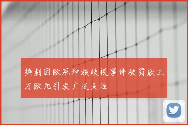 热刺因欧冠种族歧视事件被罚款三万欧元引发广泛关注